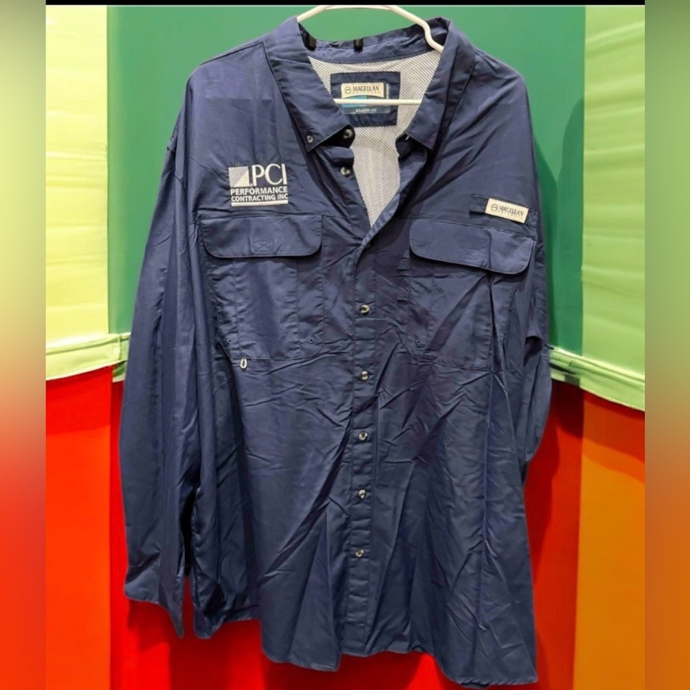 Magellan Outdoors Navy Utility Shirt 2XL